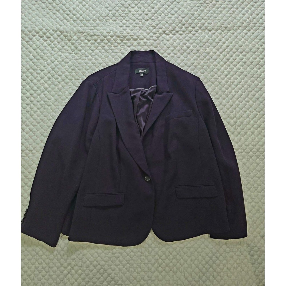 Talbots Woman Petites Dark Purple One Button Blazer Jacket 22WP
